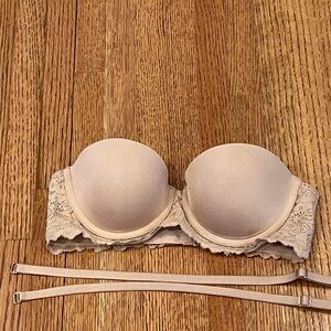 Aerie Lace strapless push up bra in Nude color